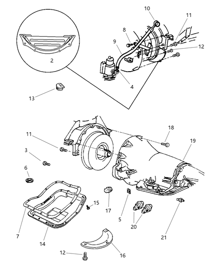 1999 Dodge Ram 3500 Quad & Club Cab Case & Related Parts of Automatic Transmission Diagram