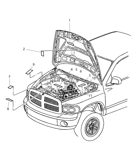 2006 Dodge Ram 1500 Warning Label Diagram for 52128784AA