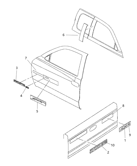 1999 Dodge Dakota Decal, Bright Red, Rear Diagram for 5DV73RR4