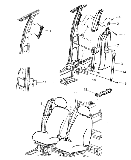 2005 Chrysler PT Cruiser Seat Belt - Front Diagram 1 - Thumbnail