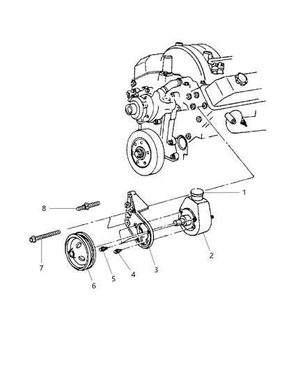 2000 Dodge Dakota Pump - Mounting & Pulley Diagram 2 - Thumbnail