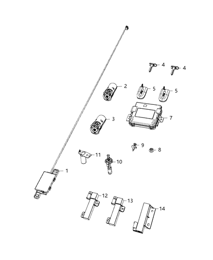 2019 Jeep Grand Cherokee Module Keyless Ignition Node Diagram for 68299963AB