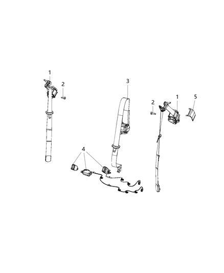 2019 Jeep Cherokee Buckle End, Black/Gray, Rear Center Diagram for 6BC231S4AB