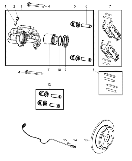 2009 Jeep Grand Cherokee Brakes, Rear, Disc Diagram 2 - Thumbnail