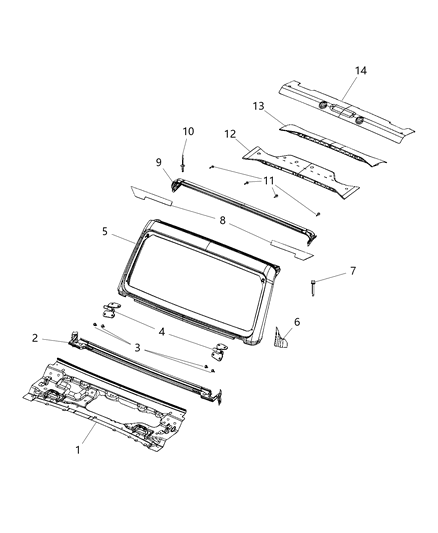 2021 Jeep Wrangler Windshield Frame And Crossbars Diagram