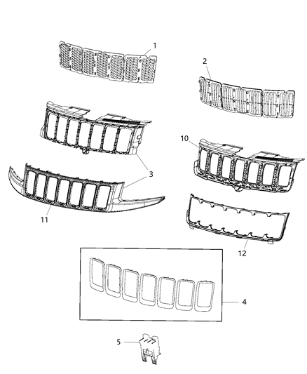 2016 Jeep Grand Cherokee Grille Radiator Diagram for 1WL32TZZAC