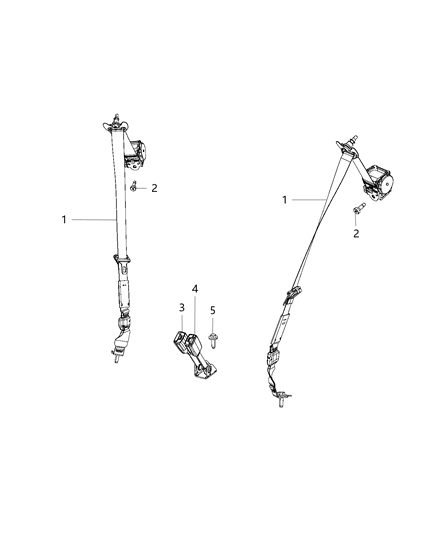 2020 Dodge Durango Seat Belts, Third Row Diagram