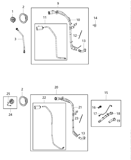 2012 Jeep Wrangler Tube Fuel Recirculation Diagram for 52059778AC
