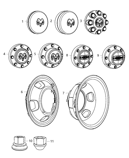 2012 Ram 3500 Center Cap Diagram for 52121450AD