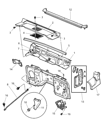 2001 Jeep Wrangler Dash Panel Diagram for 55174644AD