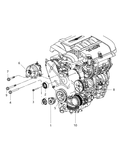 2008 Chrysler Pacifica Pulley Hub Kit A/C Compressor Diagram for 68018352AA