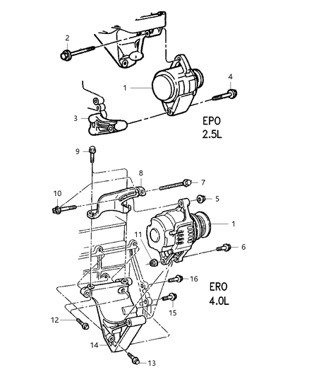 1999 Jeep Cherokee Alternator Diagram 2 - Thumbnail