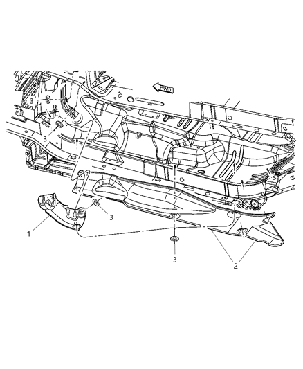 2002 Jeep Liberty Silencer Floor Pan Front Tunnel Diagram for 55352844AE