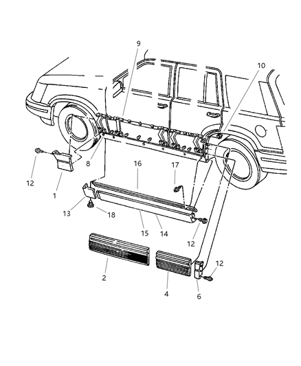 1998 Jeep Grand Cherokee Cladding Front Door Diagram for 5FZ00VF7AB