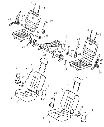 2008 Chrysler Aspen Rear Seat - Bucket Diagram 2 - Thumbnail