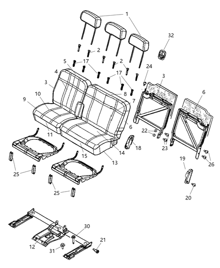 2008 Chrysler Aspen Rear Seat - Split Seat Diagram 3 - Thumbnail