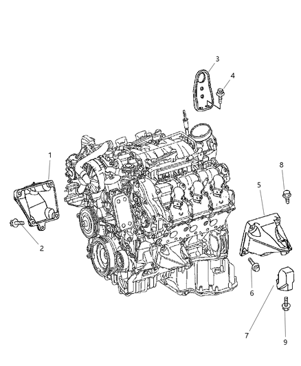 2007 Dodge Sprinter 3500 Engine Support, Passenger Side Diagram for 68013869AA