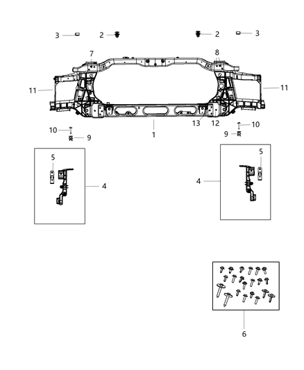 2013 Ram 1500 Bumper Hood Diagram for 68050755AB