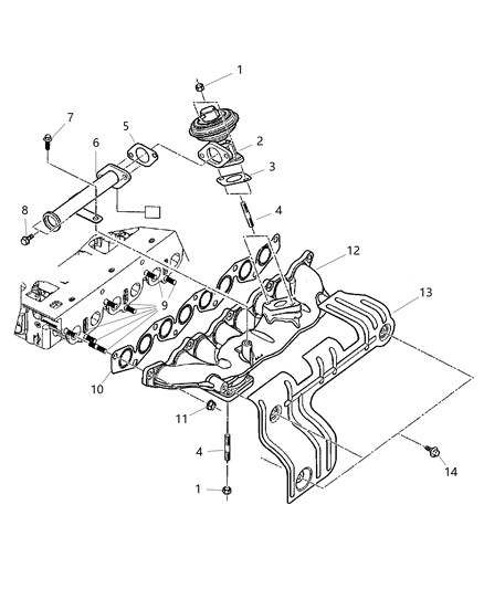 2004 Jeep Liberty Manifolds - Intake & Exhaust Diagram 2 - Thumbnail