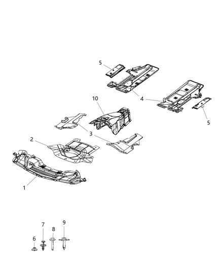 2020 Dodge Challenger Belly Pan Front Diagram for 68242934AC