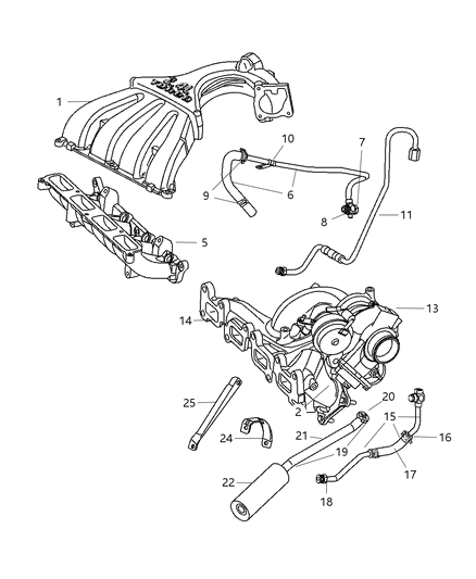 2004 Dodge Neon Tube Turbo Water Inlet Diagram for 4884281AE