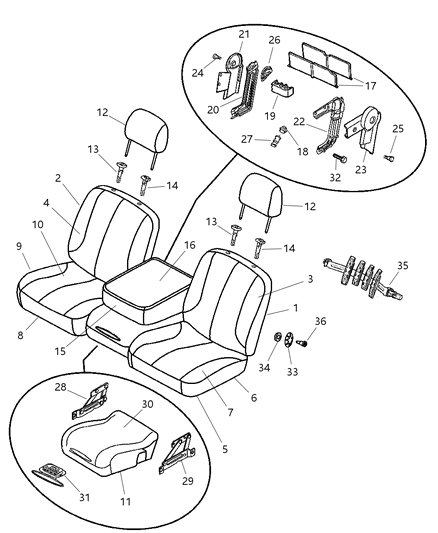 2005 Dodge Ram 2500 Front, Cloth Diagram 1 - Thumbnail