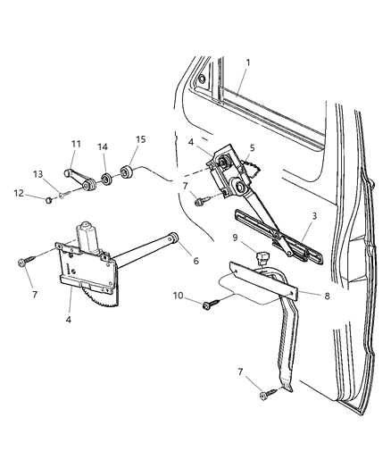 1997 Dodge Ram Van Window Regulator, Front Passenger Side Diagram for 55275376AB