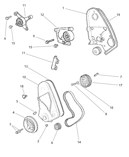1999 Chrysler Cirrus Timing Belt & Cover Diagram 1 - Thumbnail