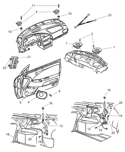 2003 Chrysler Sebring Speaker Rear 6X9 Diagram for 5081021AA