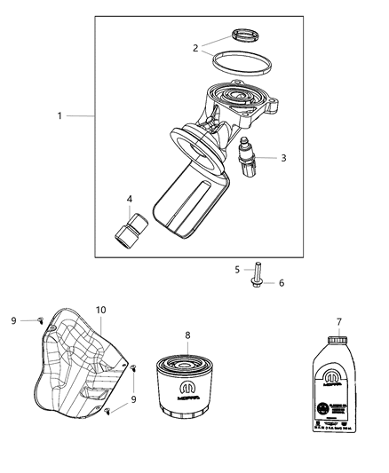 2018 Ram 3500 Pickup Engine Oil, Engine Oil Filter, Adapter And Cooler Diagram 1 - Thumbnail
