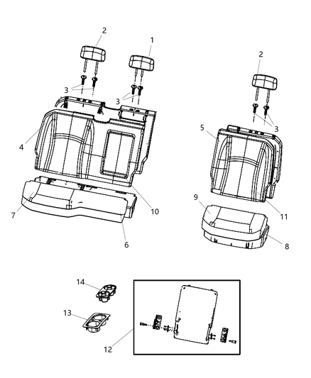 2009 Dodge Ram 1500 Rear Seat - Split Seat Diagram 1 - Thumbnail