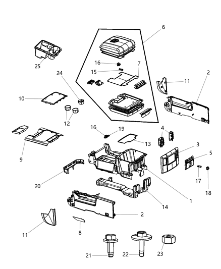 2011 Ram 3500 Pickup Floor Console Diagram 1 - Thumbnail