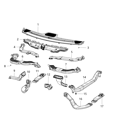 2021 Jeep Compass Floor Duct, Lower Driver Side Diagram for 68271657AB