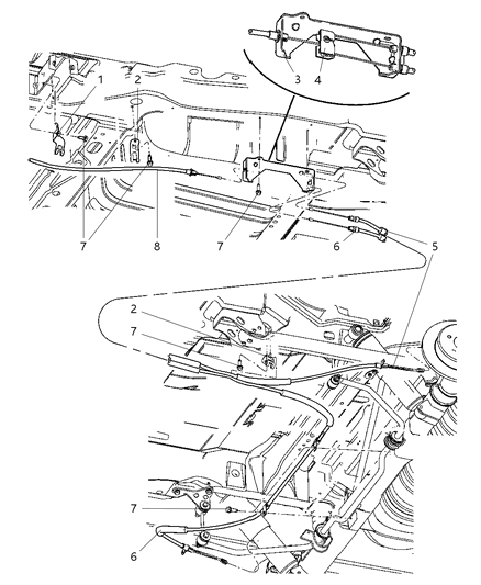 2005 Dodge Grand Caravan Cables, Rear, Parking Brake Diagram 1 - Thumbnail