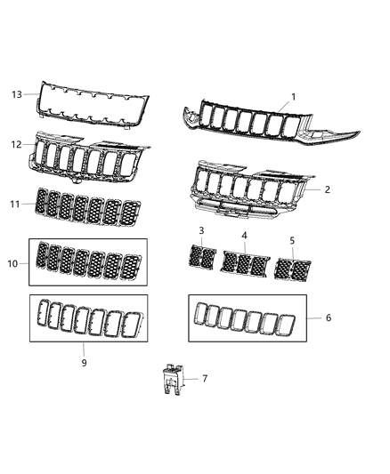 2018 Jeep Grand Cherokee Grille Radiator Diagram for 68258419AB