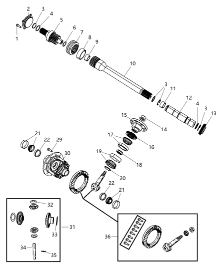 2010 Dodge Ram 1500 Gear Kit Ring And Pinion Diagram for 5015873AB