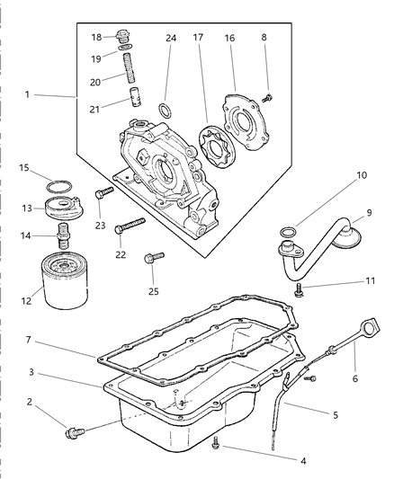 1998 Chrysler Sebring Convertible Engine Oiling Diagram 1 - Thumbnail