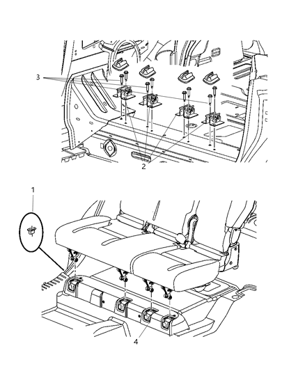 2006 Chrysler PT Cruiser Seat - Rear Attachments Floor Pan Diagram 1 - Thumbnail