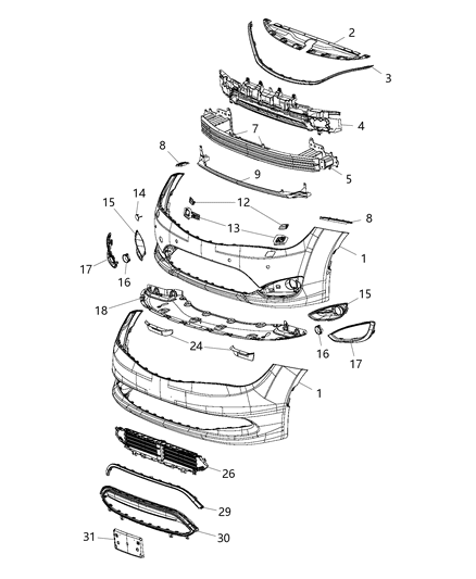 Shutter Assembly, Front Diagram for 68438679AC