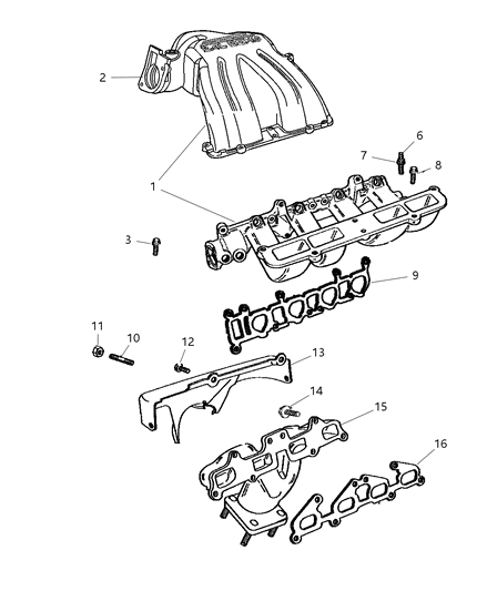 2002 Jeep Liberty Gasket Intake Manifold Diagram for 53013534AA