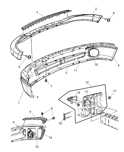 2010 Dodge Ram 3500 Bracket Bumper Diagram for 55077314AG