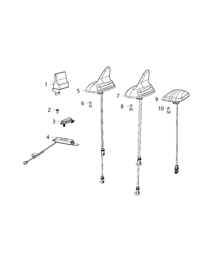 2018 Dodge Challenger Antenna Cable & Base Assembly Diagram for 5YS48FQDAA