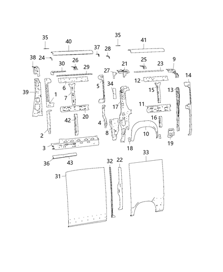 2017 Ram ProMaster 3500 Aperture Panel - Panels, Body Side Diagram