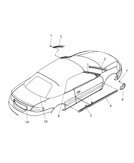 2005 Chrysler Sebring Molding Front Door Diagram for SZ40ARHAA