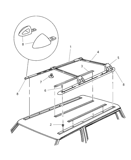 1998 Jeep Cherokee Rack, Roof Luggage Diagram
