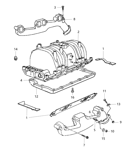 2000 Dodge Durango Manifold - Intake & Exhaust Diagram 3 - Thumbnail