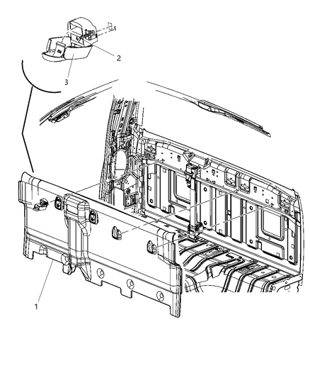 2011 Ram 1500 Panel Cab Back Trim Diagram for 5KY40DK2AB