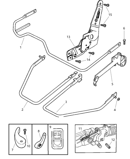 2002 Dodge Dakota Recline Handle, Black, Driver Side Diagram for 5012305AA