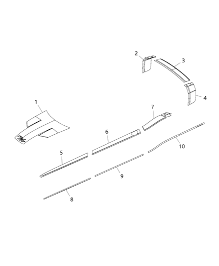 2017 Dodge Challenger Scat Pack, Hood & Body Side Stripes & Decals Diagram