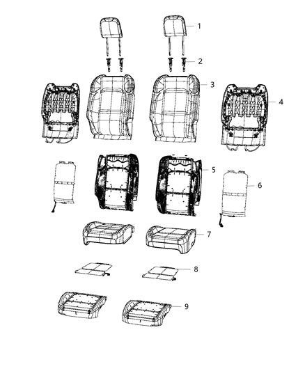 2020 Jeep Gladiator Front Seat, Bucket Diagram 3 - Thumbnail